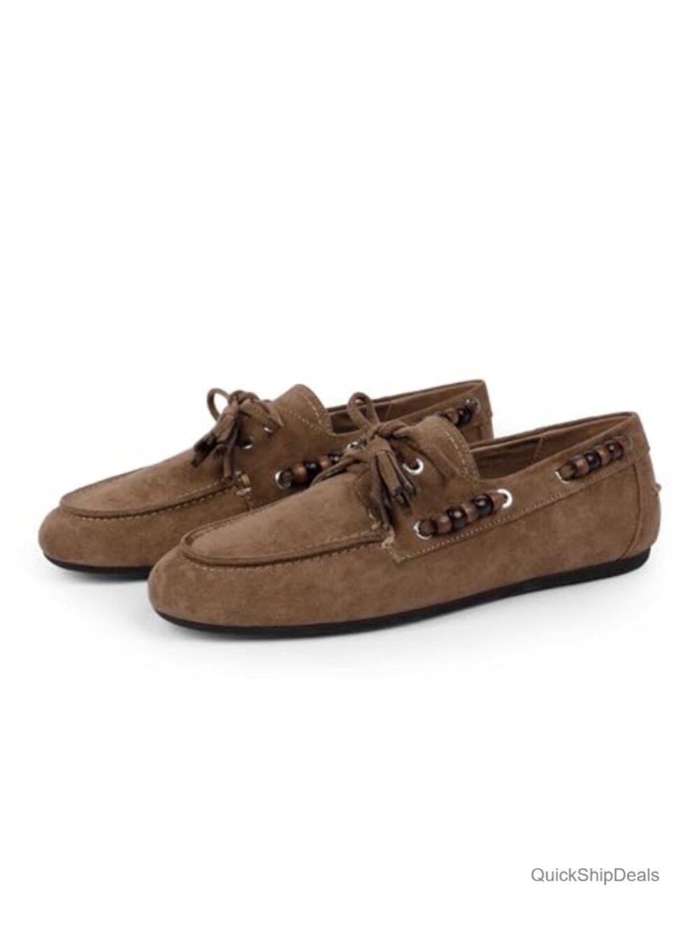 Fringe Driving Loafers for Women Suede Mocc Slip On Flats Lace up Comfort